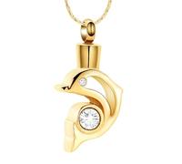 ZEZILE Forme de dauphin avec urne en cristal Collier pour cendres souvenir pendentif bijoux mémorial crémation collier cendres médaillon