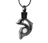 ZEZILE Forme de dauphin avec urne en cristal Collier pour cendres souvenir pendentif bijoux mémorial crémation collier cendres médaillon