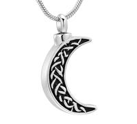ZEZILE Forme de lune breloque crémation urne pendentif cendres colliers commémoratifs pour femmes en acier inoxydable Keppsake bijoux