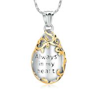 ZEZILE goutte d’eau urne collier pour cendres crémation bijoux en acier inoxydable cendres pendentif pour femmes hommes souvenir mémorial pour bijoux