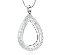 ZEZILE gouttelettes d’eau urne collier pour cendres verre crémation bijoux en acier inoxydable souvenir mémorial cendres pendentif pour femmes hommes