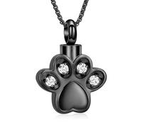 ZEZILE Griffes d’animal de compagnie urne collier pour cendres cristal crémation bijoux en acier inoxydable mémorial animal de compagnie chat chien cendres pendentif collier souvenir