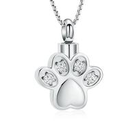 ZEZILE Griffes d’animal de compagnie urne collier pour cendres cristal crémation bijoux en acier inoxydable mémorial animal de compagnie chat chien cendres pendentif collier souvenir