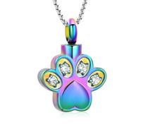 ZEZILE Griffes d’animal de compagnie urne collier pour cendres cristal crémation bijoux en acier inoxydable mémorial animal de compagnie chat chien cendres pendentif collier souvenir