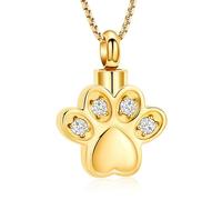 ZEZILE Griffes d’animal de compagnie urne collier pour cendres cristal crémation bijoux en acier inoxydable mémorial animal de compagnie chat chien cendres pendentif collier souvenir