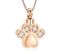 ZEZILE Griffes d’animal de compagnie urne collier pour cendres cristal crémation bijoux en acier inoxydable mémorial animal de compagnie chat chien cendres pendentif collier souvenir