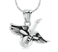 ZEZILE Guitare urne collier pour cendres anges ailes crémation bijoux souvenir pendentif funéraire cendres porte proches Memorial cadeau