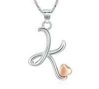 ZEZILE Lettre initiale urne cendres collier pour les femmes crémation bijoux minuscule coeur urne médaillon pendentif médaillon mémorial bijoux