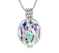 ZEZILE Libellule incrustation boule creuse crémation bijoux pour femme urne collier pour cendres funéraire souvenir pendentif