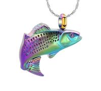ZEZILE Mémoriaux poisson funéraire urne pendentif en acier inoxydable crémation bijoux pour les cendres