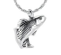 ZEZILE Mémoriaux poisson funéraire urne pendentif en acier inoxydable crémation bijoux pour les cendres