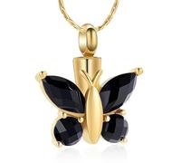 ZEZILE Papillon crémation bijoux urne en cristal collier pour cendres en acier inoxydable mémorial cendres humaines pendentif souvenir pour femmes hommes