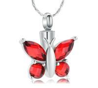ZEZILE Papillon crémation bijoux urne en cristal collier pour cendres en acier inoxydable mémorial cendres humaines pendentif souvenir pour femmes hommes