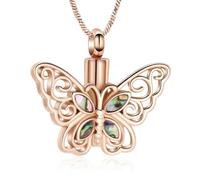 ZEZILE Papillon creux crémation urne colliers pour cendres/parfum tenir en acier inoxydable femme fille bijoux commémoratifs