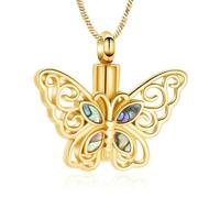 ZEZILE Papillon creux crémation urne colliers pour cendres/parfum tenir en acier inoxydable femme fille bijoux commémoratifs