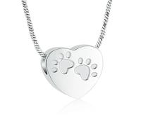 ZEZILE Patte d’animal de compagnie coeur urne collier pour cendres crémation bijoux pendentif pour animaux de compagnie collier urne pour chien chat