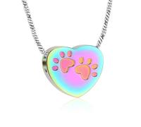 ZEZILE Patte d’animal de compagnie coeur urne collier pour cendres crémation bijoux pendentif pour animaux de compagnie collier urne pour chien chat