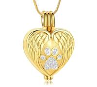 ZEZILE Patte d’animal de compagnie crémation urne collier coeur urnes pendentif pour chien chat cendres support mémorial en acier inoxydable souvenir bijoux