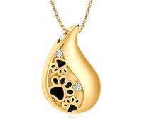 ZEZILE Patte d’animal de compagnie en forme de larme urne collier pour chien chat cendres crémation bijoux cendres mémoire souvenir bijoux en acier inoxydable