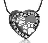 ZEZILE patte empreinte crémation urne collier pour cendres coeur crémation bijoux en acier inoxydable souvenir mémorial cendres pendentif pour hommes femmes