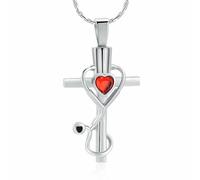 ZEZILE Pendentif crémation bijoux pour cendres coeur cristal Croix urne collier souvenir cadeau commémoratif