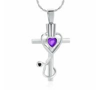 ZEZILE Pendentif crémation bijoux pour cendres coeur cristal Croix urne collier souvenir cadeau commémoratif
