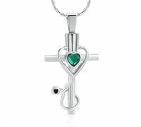 ZEZILE Pendentif crémation bijoux pour cendres coeur cristal Croix urne collier souvenir cadeau commémoratif