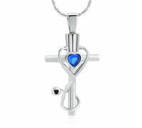 ZEZILE Pendentif crémation bijoux pour cendres coeur cristal Croix urne collier souvenir cadeau commémoratif
