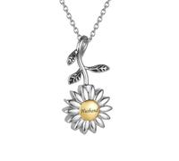 ZEZILE Pendentif en acier inoxydable soleil urne de tournesol en acier inoxydable pour cendres humaines - Crémation bijoux souvenir commémoratif
