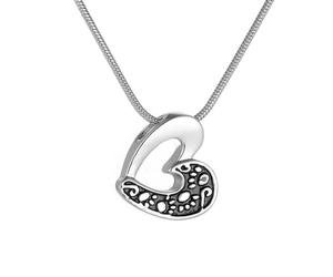 ZEZILE Pendentif urne commémorative coeur blanc noir pour cendres humaines - Bijoux de crémation en acier inoxydable souvenir