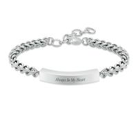 ZEZILE Personnaliser chaîne urne Bracelet souvenir commémoratif avec bande en acier inoxydable urnes pour les cendres toujours dans mon coeur crémation bijoux