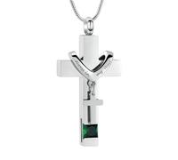 ZEZILE Pierres de naissance urne colliers pour cendres toujours dans mon coeur Croix crémation pendentif urnes humaines médaillon souvenir bijoux