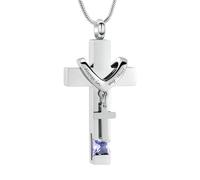 ZEZILE Pierres de naissance urne colliers pour cendres toujours dans mon coeur Croix crémation pendentif urnes humaines médaillon souvenir bijoux