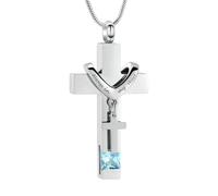 ZEZILE Pierres de naissance urne colliers pour cendres toujours dans mon coeur Croix crémation pendentif urnes humaines médaillon souvenir bijoux