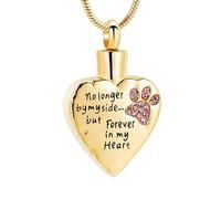 ZEZILE Plus à mes côtés mais pour toujours dans mon cœur Bijoux de crémation pour les cendres en acier inoxydable Patte d’animal de compagnie Souvenir Urne Colliers