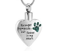ZEZILE Plus à mes côtés mais pour toujours dans mon cœur Bijoux de crémation pour les cendres en acier inoxydable Patte d’animal de compagnie Souvenir Urne Colliers