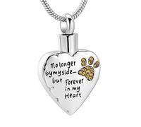 ZEZILE Plus à mes côtés mais pour toujours dans mon cœur Bijoux de crémation pour les cendres en acier inoxydable Patte d’animal de compagnie Souvenir Urne Colliers