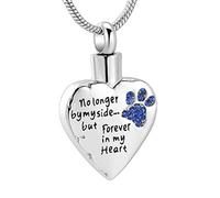 ZEZILE Plus à mes côtés mais pour toujours dans mon cœur Bijoux de crémation pour les cendres en acier inoxydable Patte d’animal de compagnie Souvenir Urne Colliers