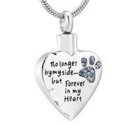 ZEZILE Plus à mes côtés mais pour toujours dans mon cœur Bijoux de crémation pour les cendres en acier inoxydable Patte d’animal de compagnie Souvenir Urne Colliers