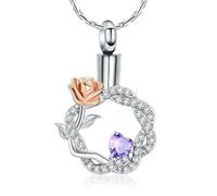 ZEZILE Rose fleur urne collier crémation bijoux pour cendres pour les femmes filles en acier inoxydable couronne pendentif souvenir cadeau