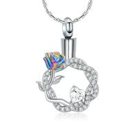 ZEZILE Rose fleur urne collier crémation bijoux pour cendres pour les femmes filles en acier inoxydable couronne pendentif souvenir cadeau