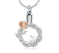 ZEZILE Rose fleur urne collier crémation bijoux pour cendres pour les femmes filles en acier inoxydable couronne pendentif souvenir cadeau