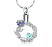 ZEZILE Rose fleur urne collier crémation bijoux pour cendres pour les femmes filles en acier inoxydable couronne pendentif souvenir cadeau
