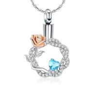 ZEZILE Rose fleur urne collier crémation bijoux pour cendres pour les femmes filles en acier inoxydable couronne pendentif souvenir cadeau