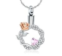 ZEZILE Rose fleur urne collier crémation bijoux pour cendres pour les femmes filles en acier inoxydable couronne pendentif souvenir cadeau