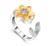 ZEZILE Souvenir cadeau incrustation deux tons fleurs crémation urne bague pour les femmes incrustation Zircon Memorial bijoux tenir cendres entonnoir gratuit