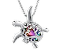 ZEZILE Tortue crémation bijoux pour cendres en acier inoxydable Memorial pendentif urne collier humain animal de compagnie cendres porte-souvenir pour hommes femmes