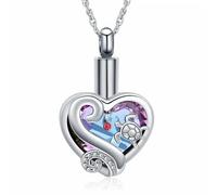 ZEZILE Tortue de mer crémation bijoux coeur cristal urne collier pour cendres en acier inoxydable souvenir mémorial cendres pendentif pour femmes hommes