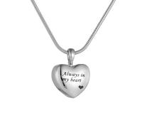 ZEZILE Toujours dans mon coeur en acier inoxydable coeur urne pendentif pour cendres humaines - Crémation bijoux souvenir commémoratif