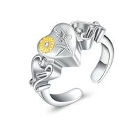ZEZILE Tournesol coeur crémation bague pour cendres en acier inoxydable urne anneaux souvenir proches Memorial bijoux cadeau pour les femmes fille